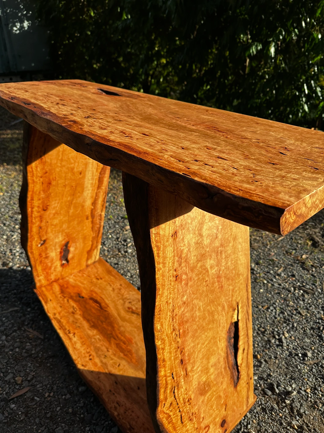 Salvaged timber hallway table in a home